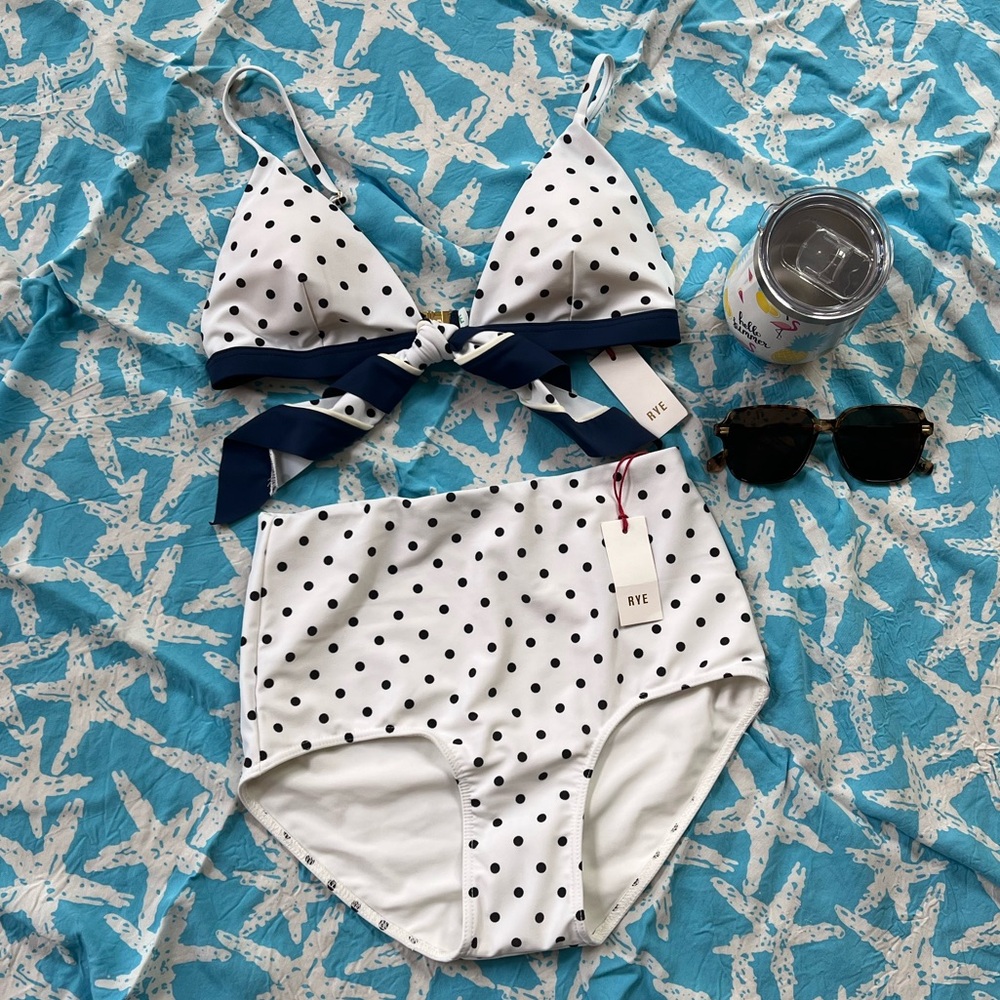 Rye Polka Dot Bikini White and Black | Size: Small NWT
